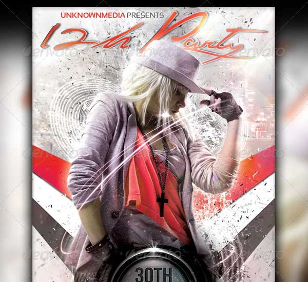 PSD Printable Party Flyer Template Design