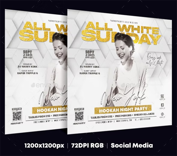 PSD White Party Flyer Template