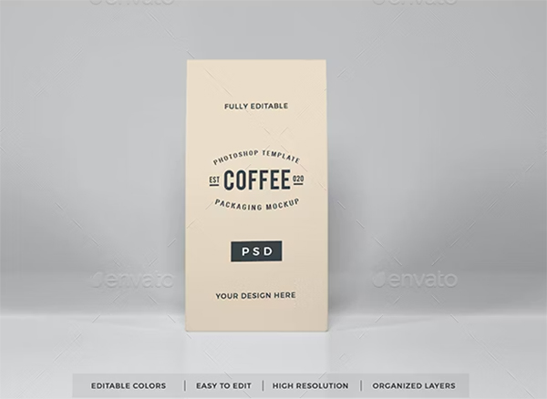 Paper Coffee Bag Packaging Mockup