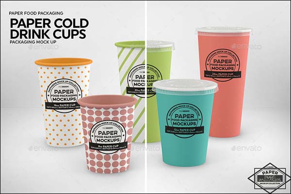 Paper Cold Drink Cups Packaging Mockups