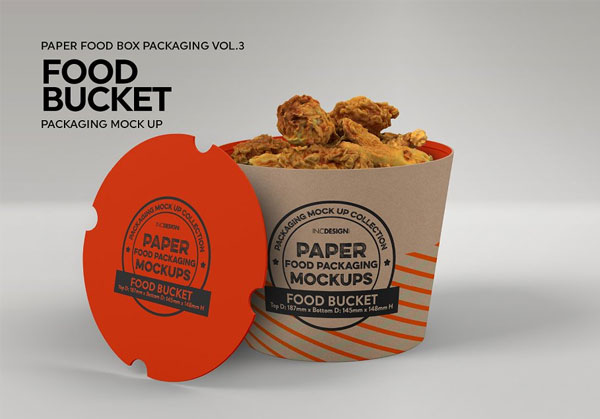 Paper Food Bucket Packaging Mockup