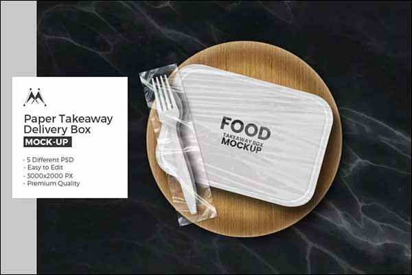Paper Food Delivery Box Mockup