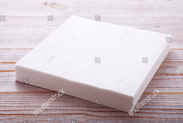 Paper Napkin Mockup on Wooden Table
