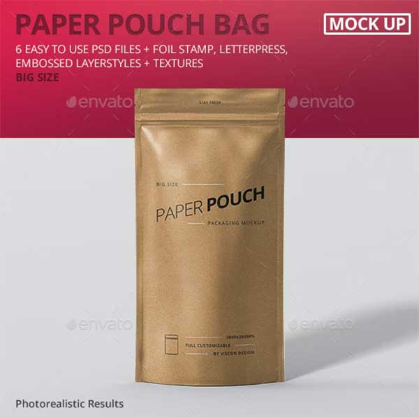 Paper Pouch Bag Mockup Big Size