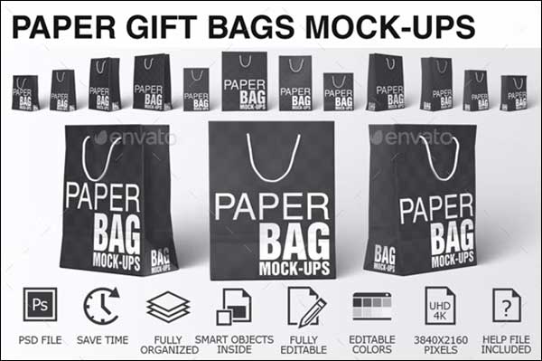 Paper Shopping Gift Bag Mockup