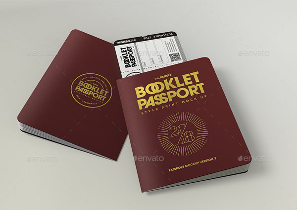 Passport Booklet Boarding Pass MockUp