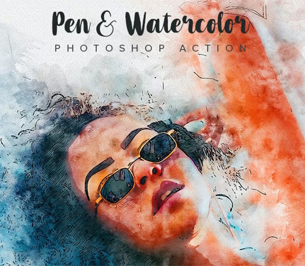 Pen & Watercolor Photoshop Action
