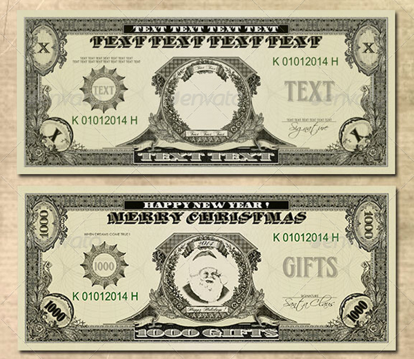 Pencil Drawing Merry Christmas Money Template