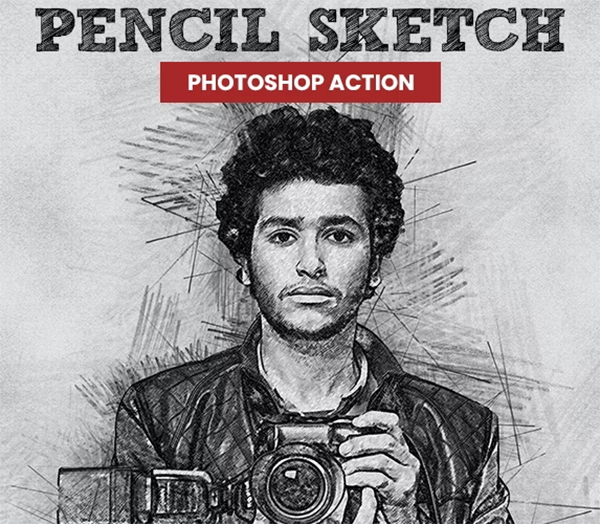 Pencil Sketch Photoshop, JPG, RAW Action