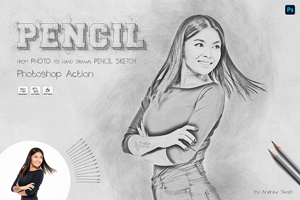 Pencil Sketch Photoshop, PAT Action