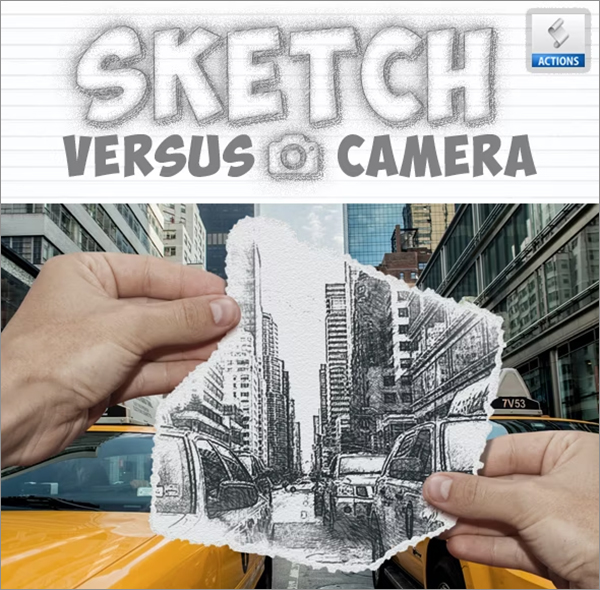 Pencil Sketch vs Camera Photo Effect Photoshop Action