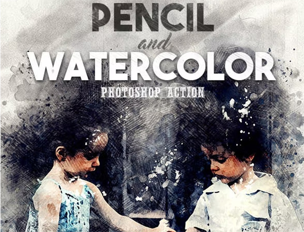 Pencil Watercolor Photoshop Action