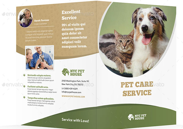Pet Care Bifold Brochure Template