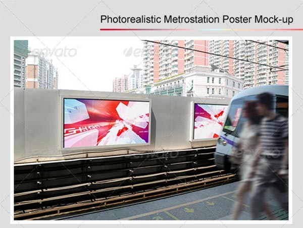 Photorealistic Metrostation Poster Mock-up
