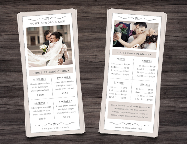 Photoshop Wedding Photography Rack Card Template