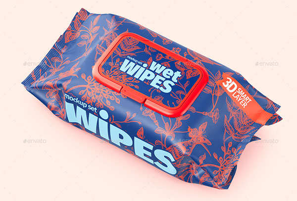 Photoshop Wet Wipes Packaging Mockup Set