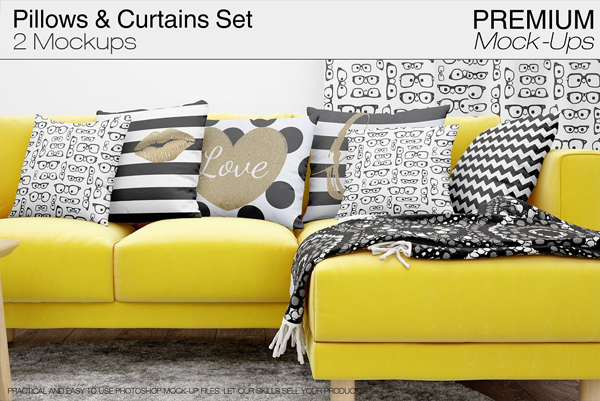 Pillows & Curtains Mockup