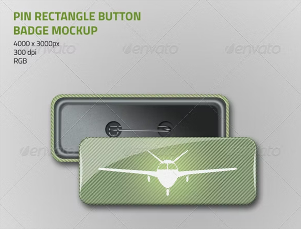 Pin Rectangle Button Badge Mockup