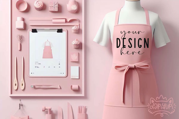 Pink Chef Apron Mockup