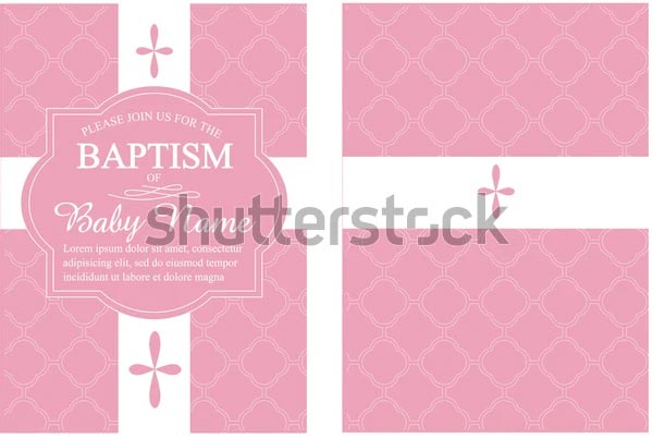 Pink Girls Baptism & Christening Invitation 
