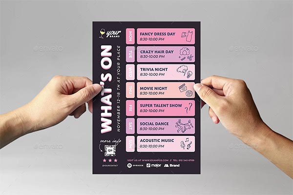 Pink What's On Flyer Poster Template
