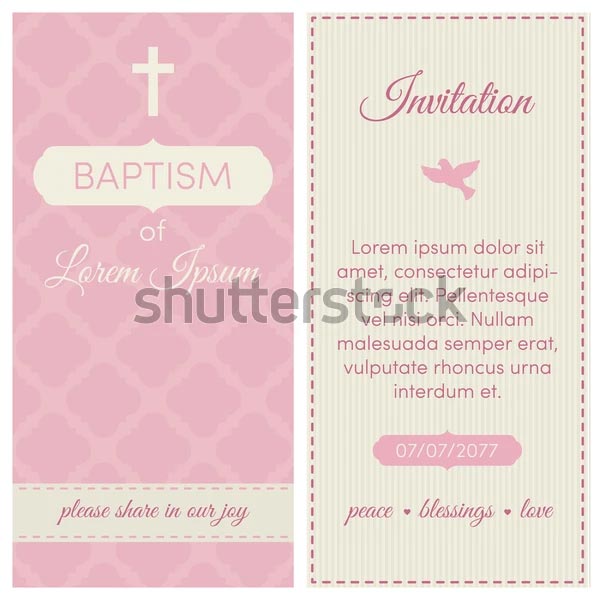 Pink and cream Baptism invitation