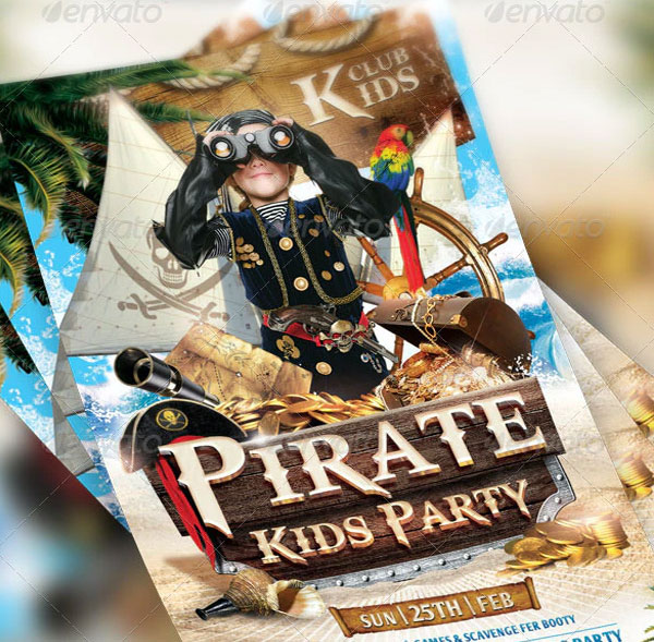 Pirate Kids Party Flyer Template