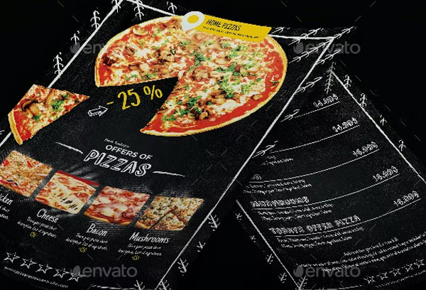 Pizza Home Food Restaurant Menu Flyer