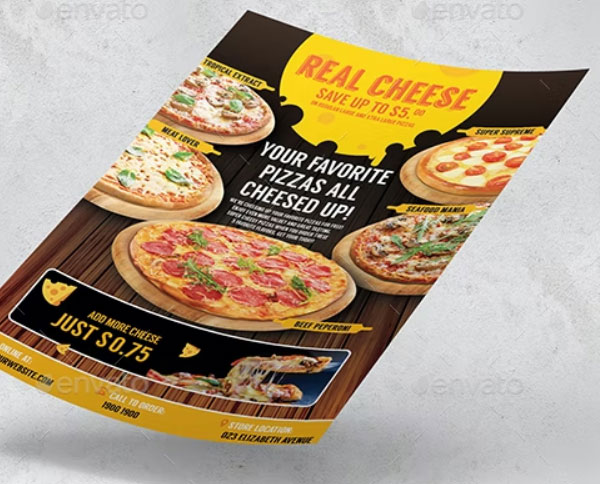 Pizza Menu Restaurant Promotion Flyer Template