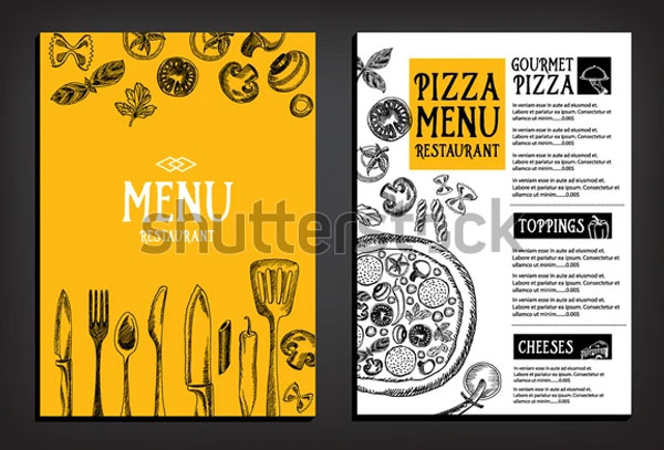 Pizza Restaurant Cafe Menu Flyer Templates