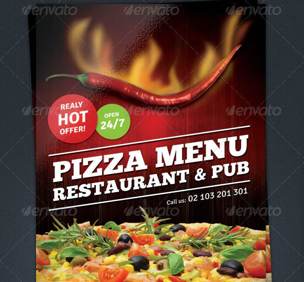 Pizza Restaurant Menu Flyer A4