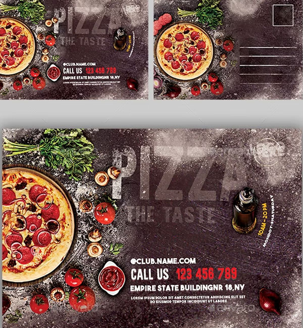 Pizza Restaurant Postcard Template