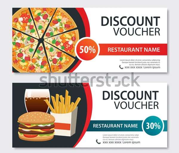 Pizza, Hamburger, Drink, French Discount Gift Voucher