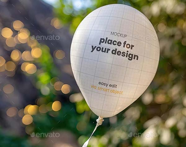 Plastic Balloons Floating Mockup