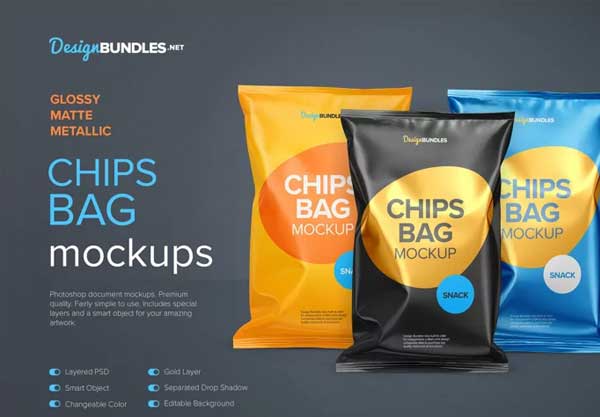 Plastic Chips Bag Mockups