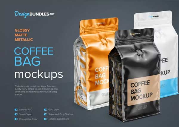Plastic Coffee Bag Mockups