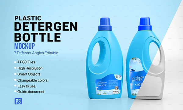 Plastic Detergent Bottle Mockup