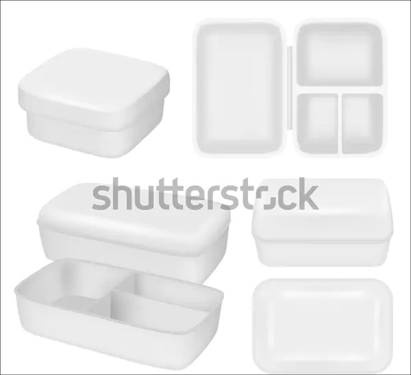 Plastic Lunch Box Mock up Set