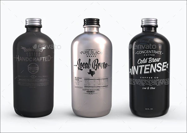 Plastic Metal Boston Round Bottles Mockup