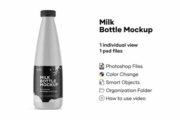 Plastic Milk Bottle Mockup Design