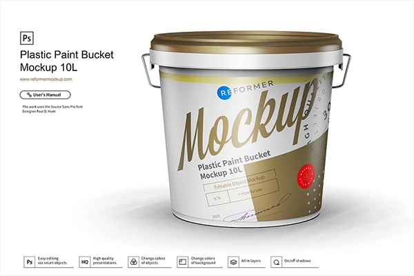 Plastic Paint PSD Bucket Mockup
