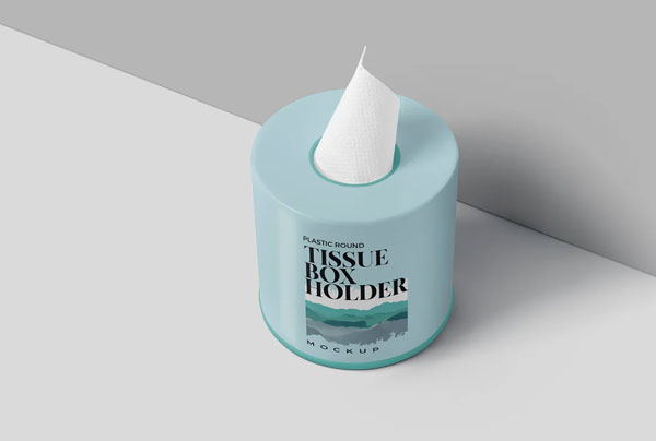 Plastic Round Tissue Box Mockups