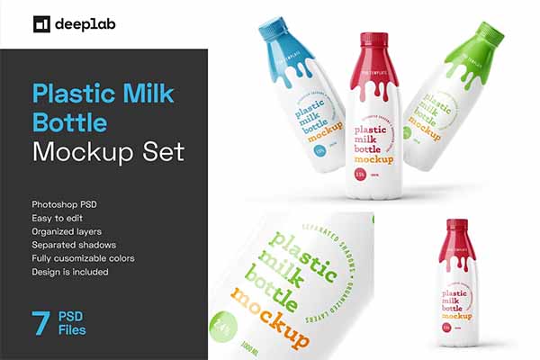 Plastic Yogurt & Milk Bottle Mockup