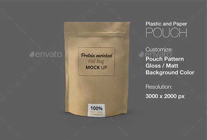 Plastic and Paper Pouch Bag Mockup