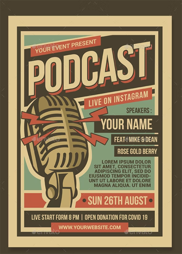 Podcast Retro Event Flyer Template