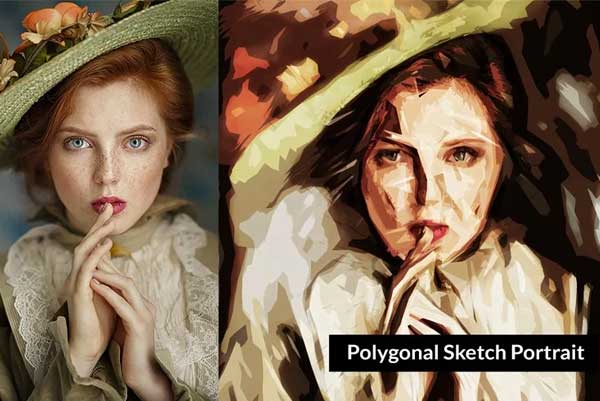 Polygonal Vector Sketch Art PS Action