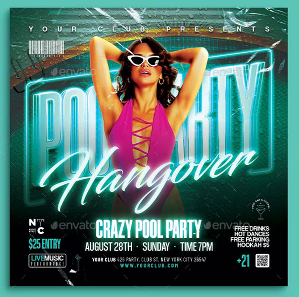 Pool Party Photoshop Flyer Template