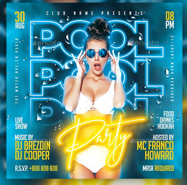 Pool Party Printable Flyer Template