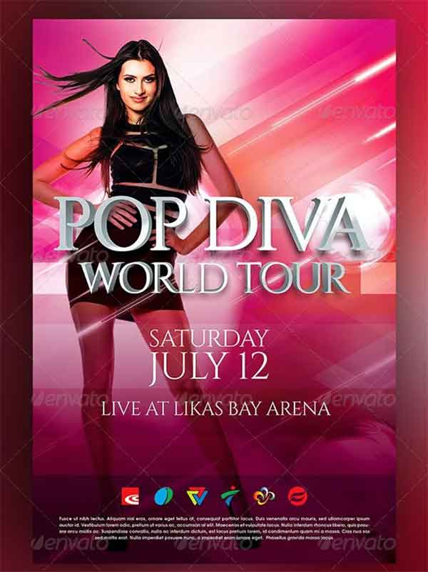 Pop Diva Live Concert Poster Template