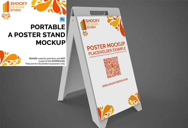 Portable A Poster Stand Mockup